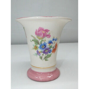 E&R American Art Ware Porcelain VASE Floral Bouquet with PINK Decoration Vintage
